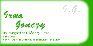 irma gonczy business card